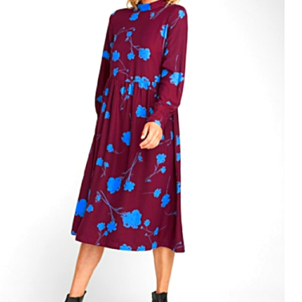 Windswept Flower Print Loose Dress